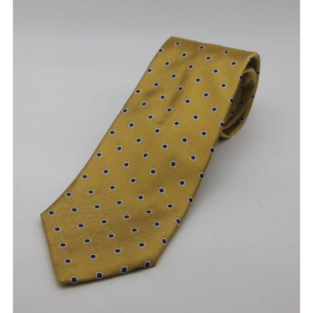 Brooks Brothers Basic Silk Tie Men's Yellow Dot USA Old Money Classic Preppy